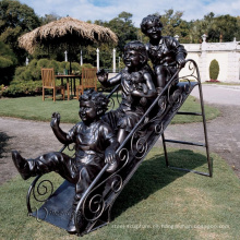 Estatua popular de los niños de bronce del arte del metal del arte del patio de la venta 2018 populares